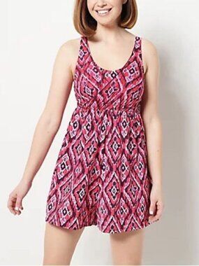 Denim & Co. Beach Mesh Wrap-Front Swim Romper